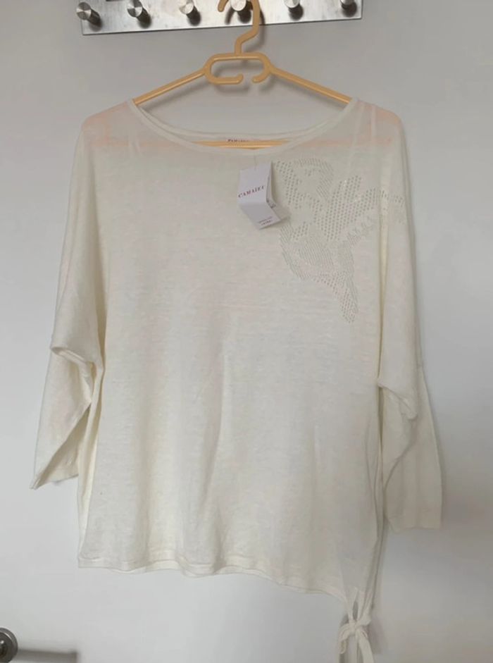 Pull d’été Camaïeu lin/coton taille L - photo numéro 3