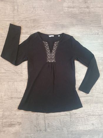 🌸 Tee-shirt manches longues vintage y2k 🌸 perles broderie 🌸 taille 3 L/40 🌸