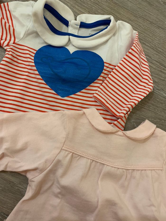 Lot de 2 t-shirt manches longues fille 1 mois - photo numéro 3