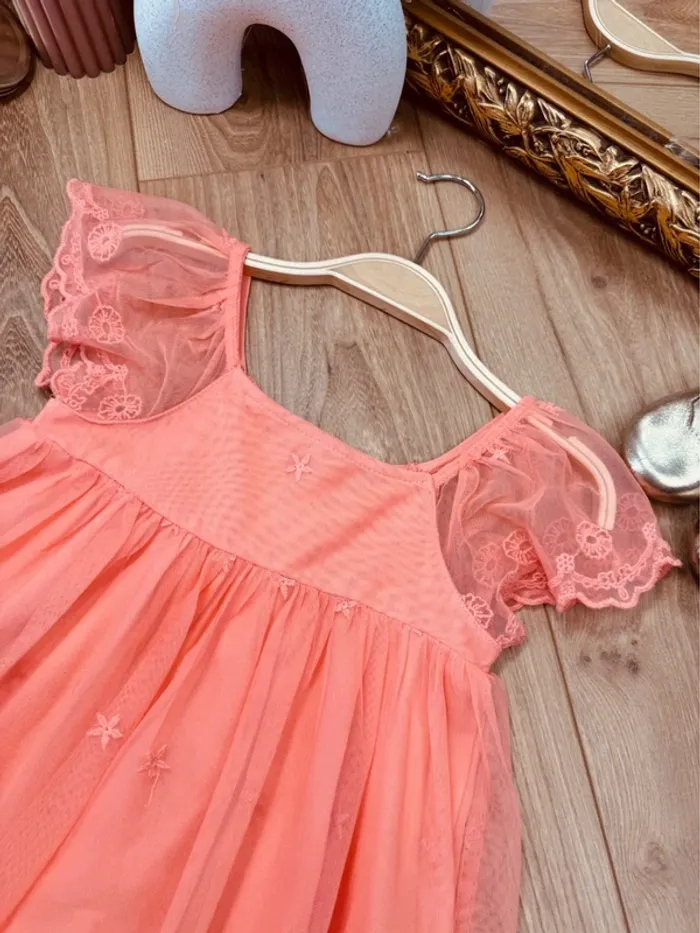 Taille 4 ans Robe fille Kiabi orange corail * tulle * 🪷 - photo numéro 2