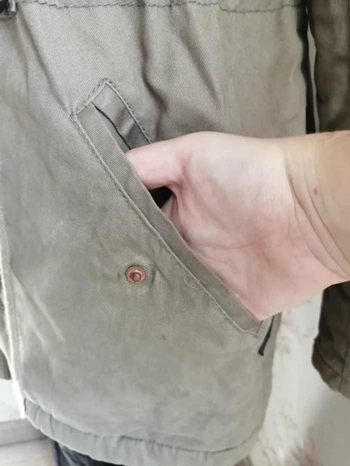 Manteau à capuche beige / kaki fourré avec poches / only / (M) - photo numéro 5