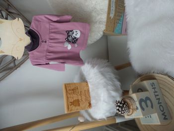 Jolie robe tunique manche longue col roulé violette lila Hiboux bébé fille 3 mois