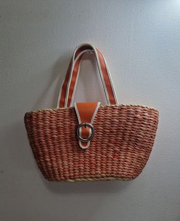 Sac à main type panier  , femme  , orange