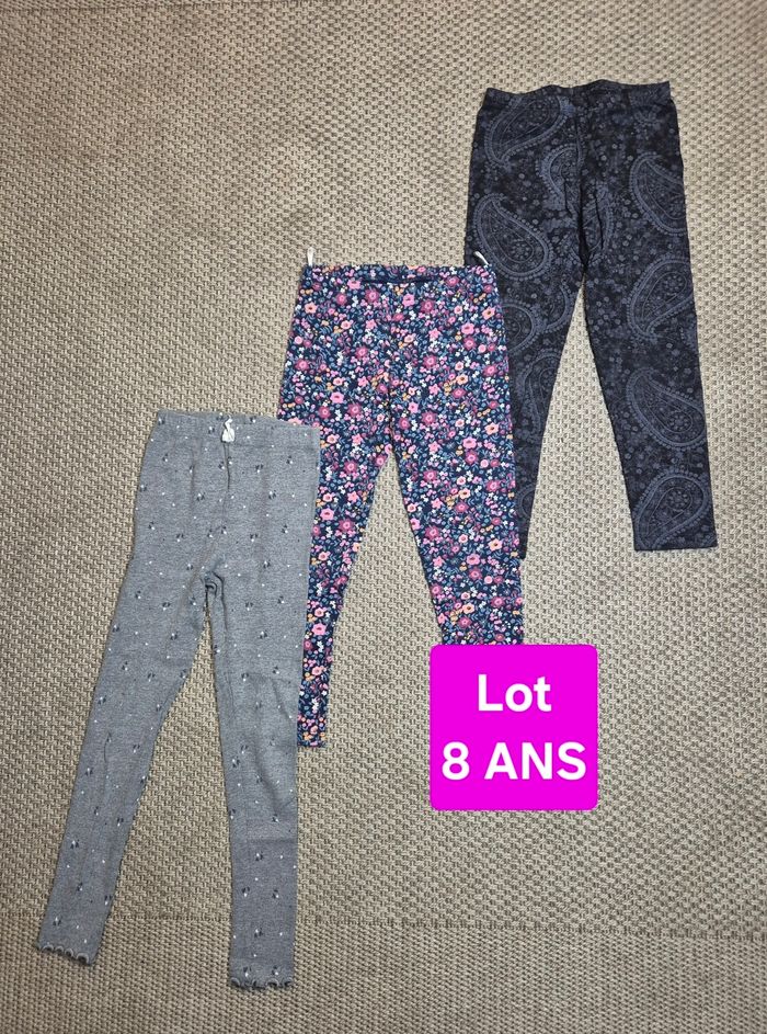 Lot de 3 leggings longs épais à motifs - 8 ans