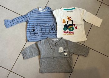 Lot 3 tee shirts manches longues 6 mois