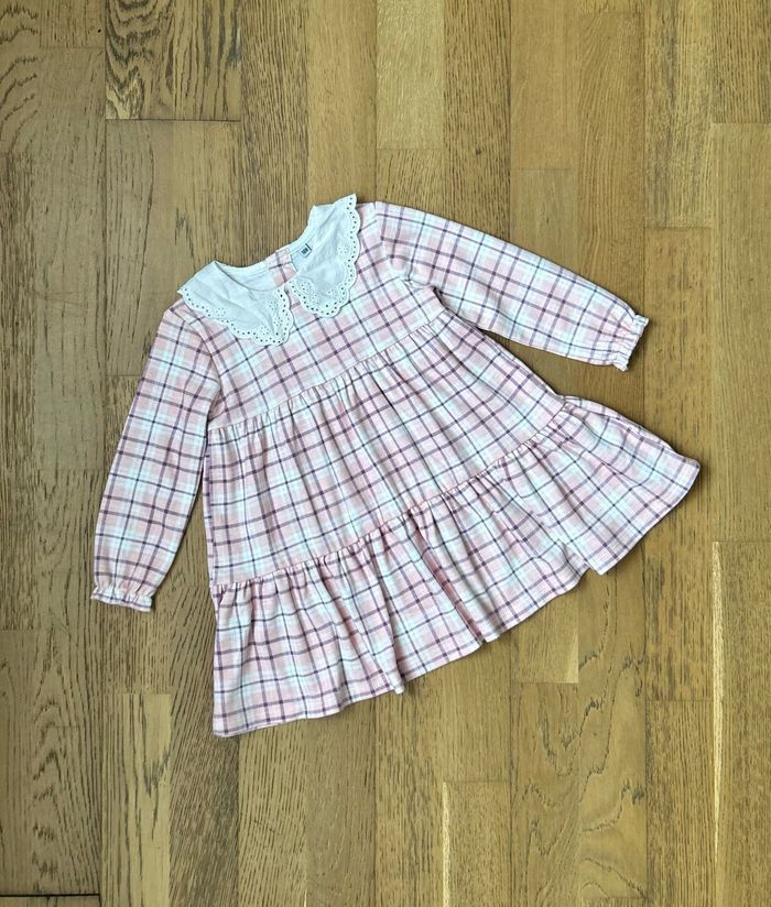 Robe à carreaux rose 18 mois col Claudine