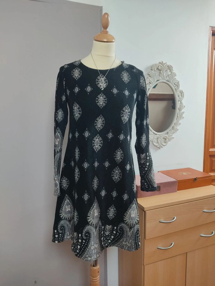 Longue robe manches longues velours Naf Naf 36