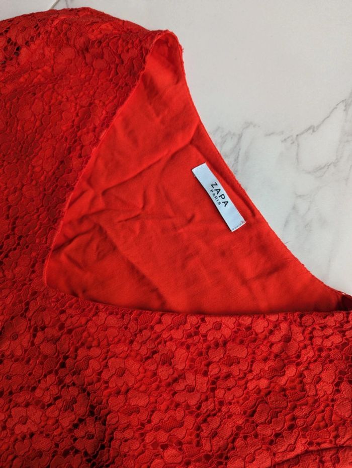 Neuve ! Robe ZAPA rouge élégante en dentelle – Taille S - photo numéro 8