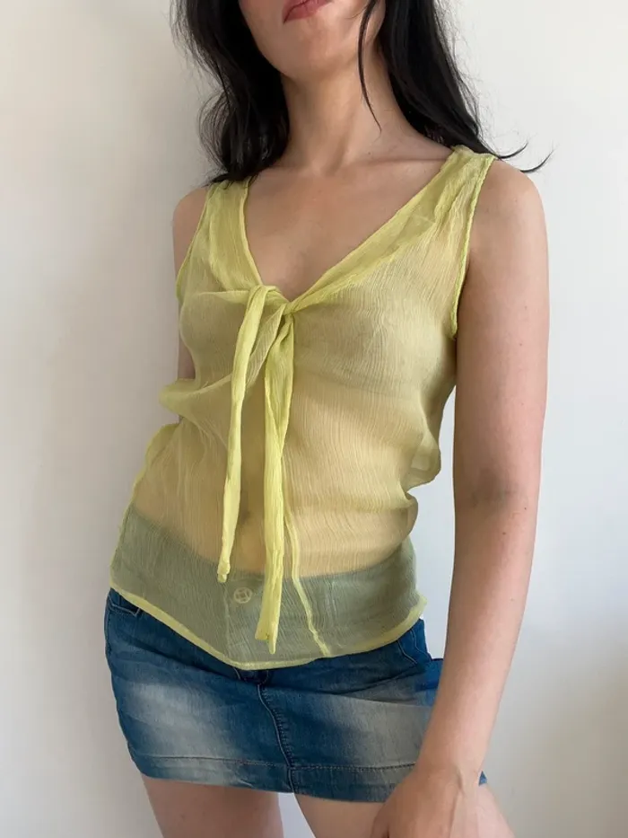 Top y2k vert pastel transparent taille M 🍈 - photo numéro 3