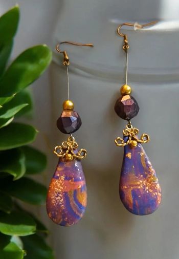 Boucles d'oreilles pendante avec pâte polymere