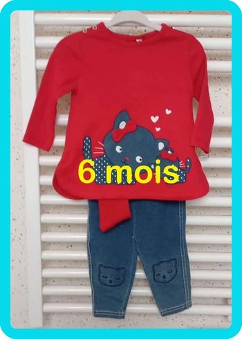 Ensemble tee shirt manche longue + jeans +chaussette Taille 6 mois