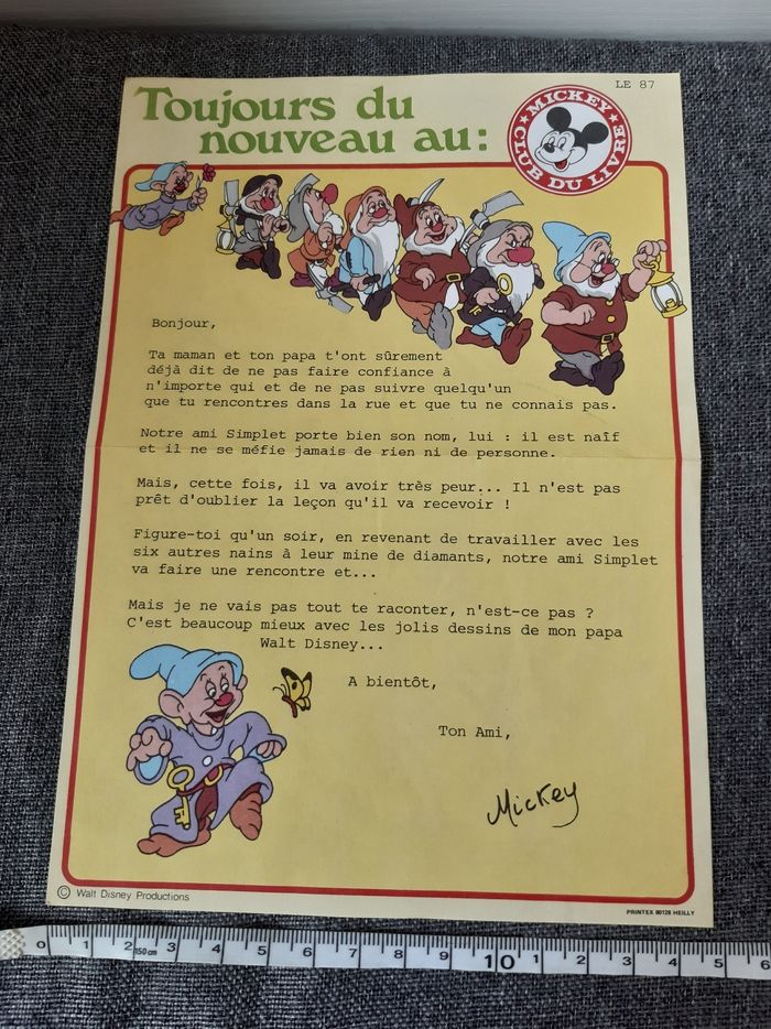 Courrier disney vintage le 87 du Club du livre Mickey - photo numéro 2