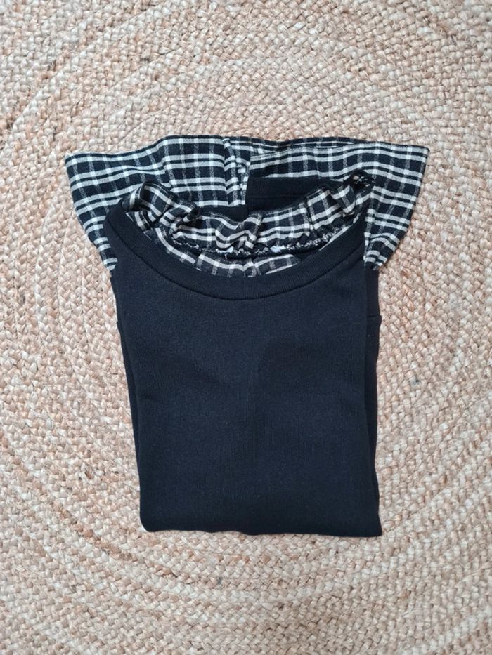 Pull noir effet chemise