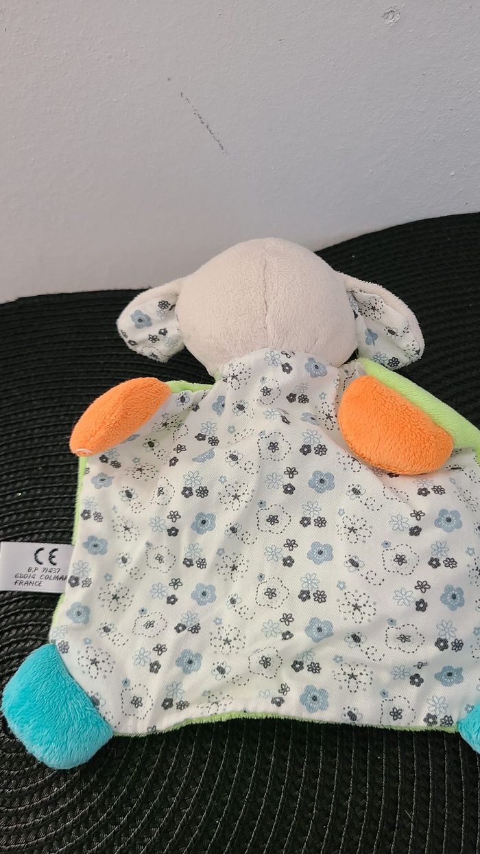 DOUDOU PLAT DOUDI CHIEN VERT ORANGE BLEU BATEAU - photo numéro 3