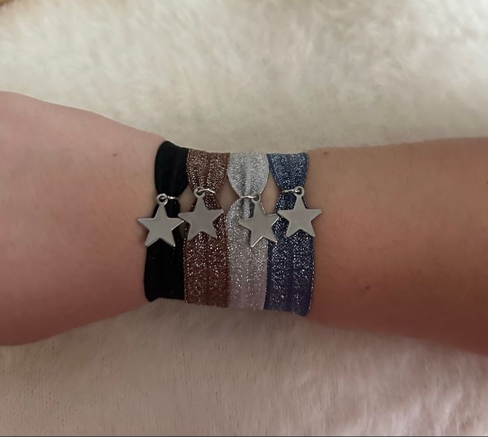 Bracelet tissu étoile argenté - photo numéro 2