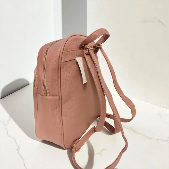 Sac à dos rose poudré en similicuir grainé - Neuf avec étiquette - photo numéro 4
