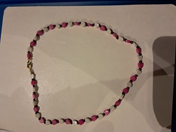 Collier cœur blan et rose
