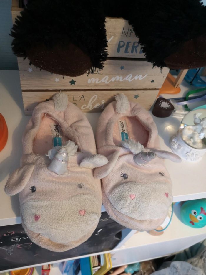 Pantoufles licorne rose et blanc - photo numéro 2