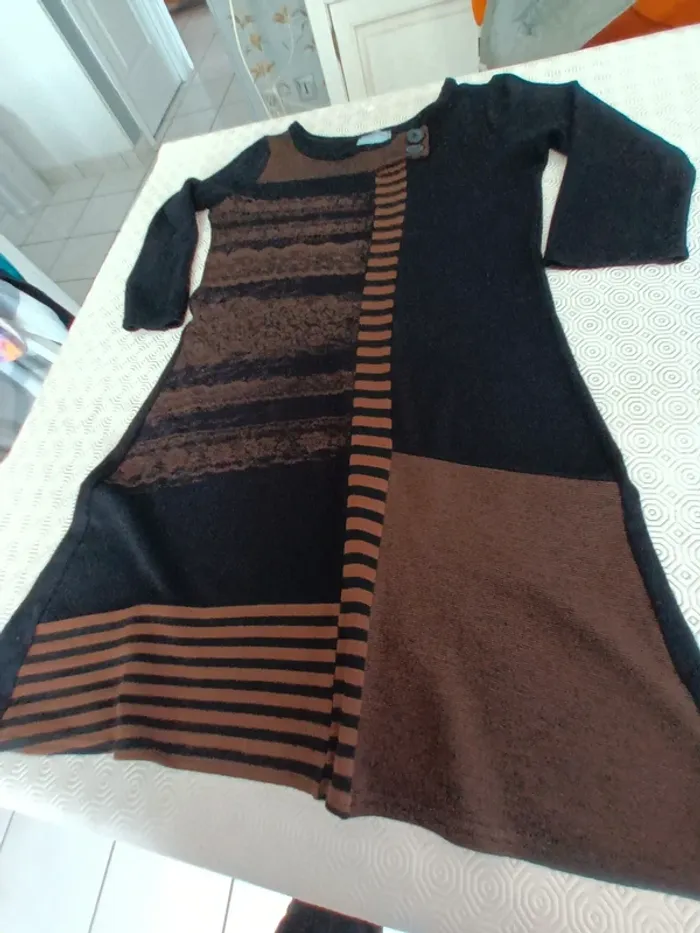 Robe courte Fashion Express T 38 noir et marron - photo numéro 4