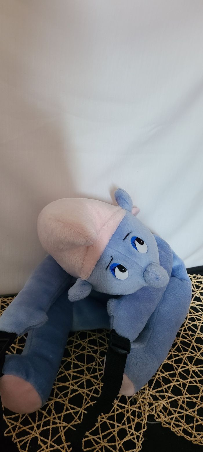 Peluche Sac à dos SCHTROUMPF PEYO Ange Bleu Vintage 1987 40 cm - photo numéro 2