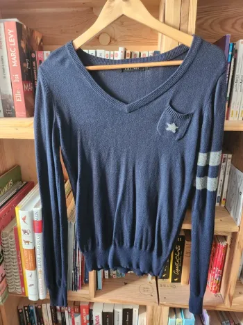 Pull col v femme