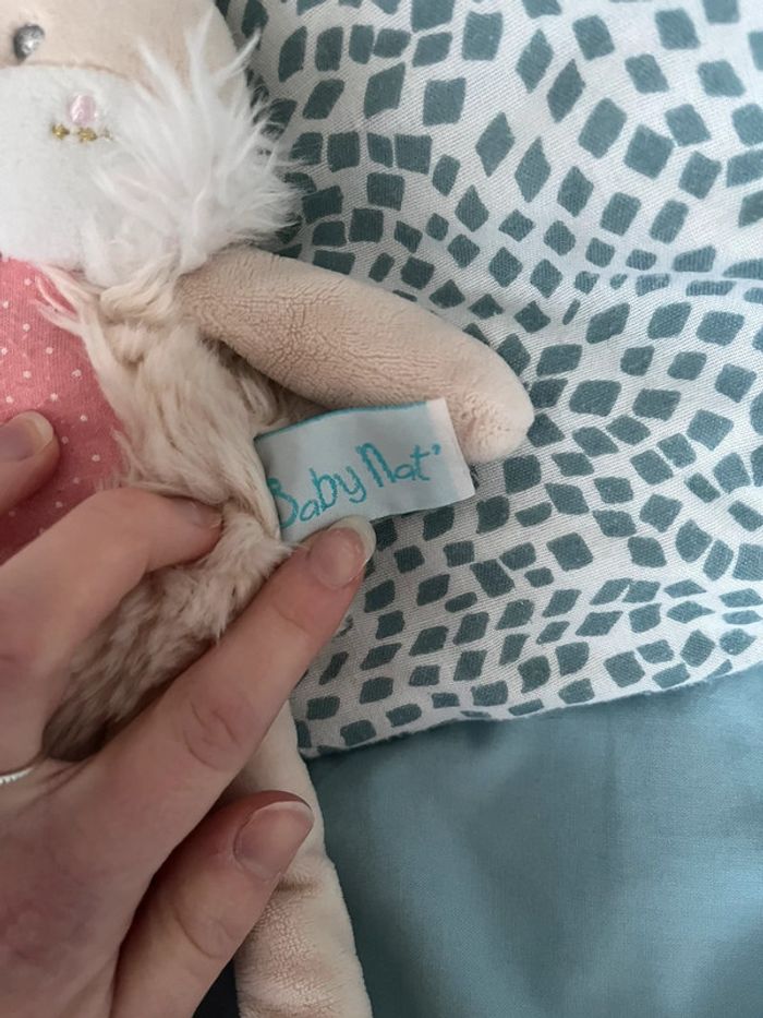Doudou lapin mouchoir baby nat - photo numéro 3