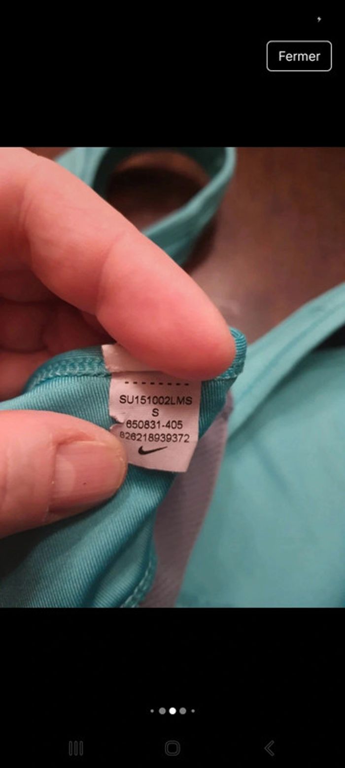 Brassière de sport tourquoise/gris Nike taille S - photo numéro 14