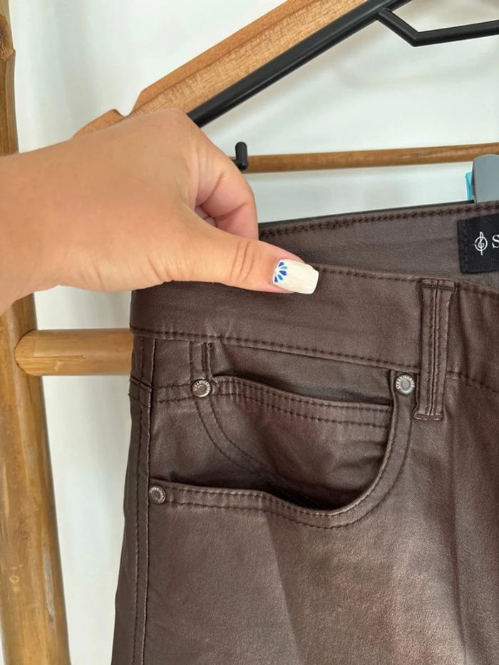 Pantalon skinny simili cuir Marron Stradivarius taille 38 - photo numéro 5