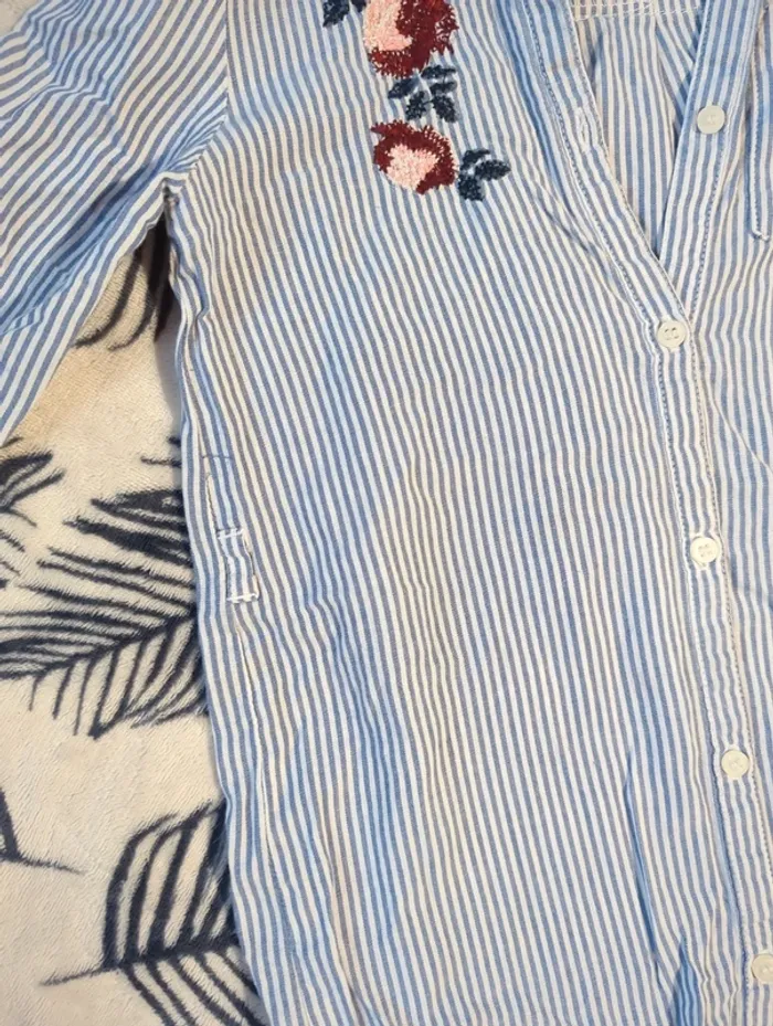 Chemise longue rayée brodée - photo numéro 3