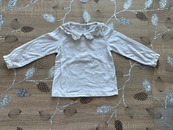 T-shirt bébé fille blanc col brodé
