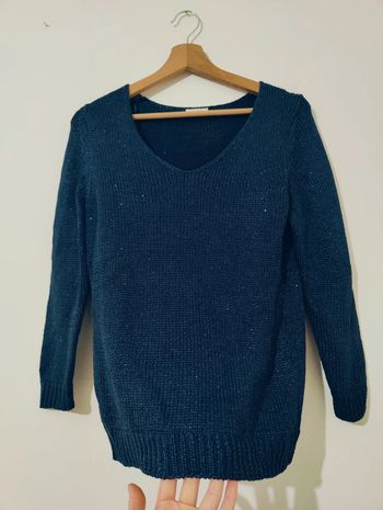 Pull en maille marine brillant S