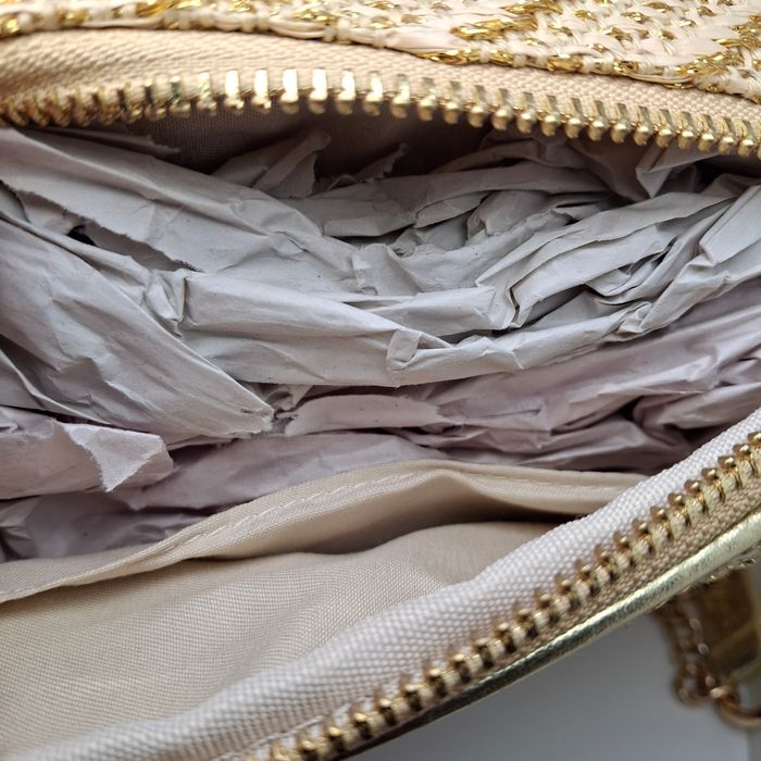 Petit Sac en Bandoulière / Pochette Ajustable Neuf Beige / Doré Neuf - photo numéro 3