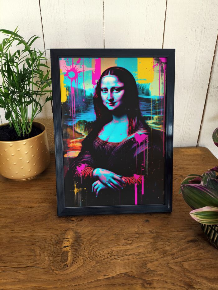 Poster Affiche A4 (21 × 29,7 cm) pop art fluo – Déco murale inspirée d’art classique