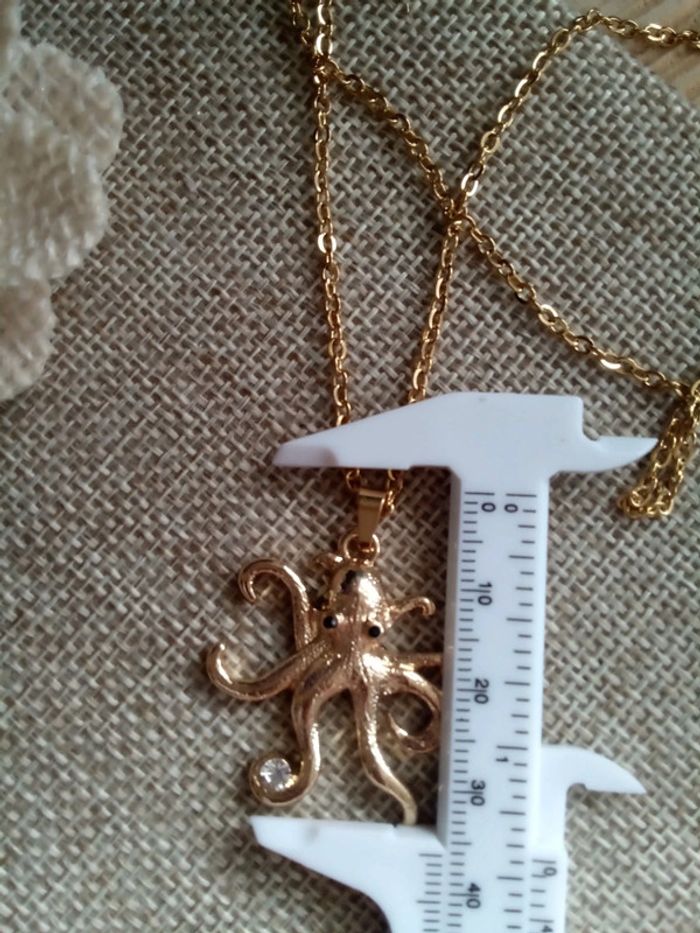 Collier pieuvre, doré avec zircons - photo numéro 3