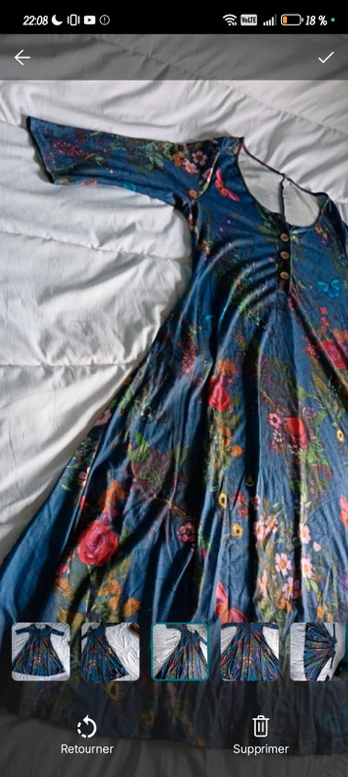 Robe femme XL 42 motif papillon manches longues - photo numéro 3
