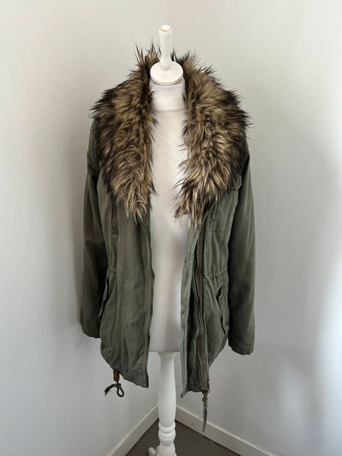 Veste parka kaki fausse fourrure H&M XS - photo numéro 5