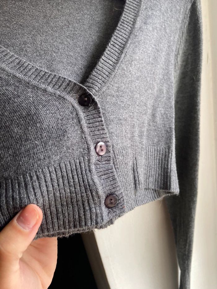 Pull manches longues crop top gris - photo numéro 4