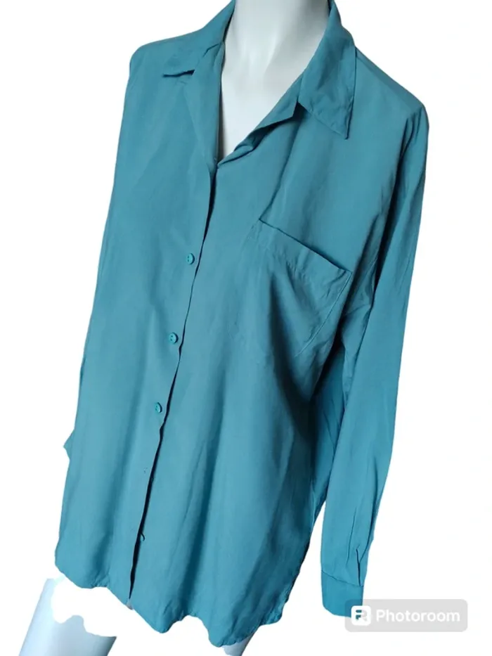 Chemisier chemise top tunique printemps automne bleu vintage