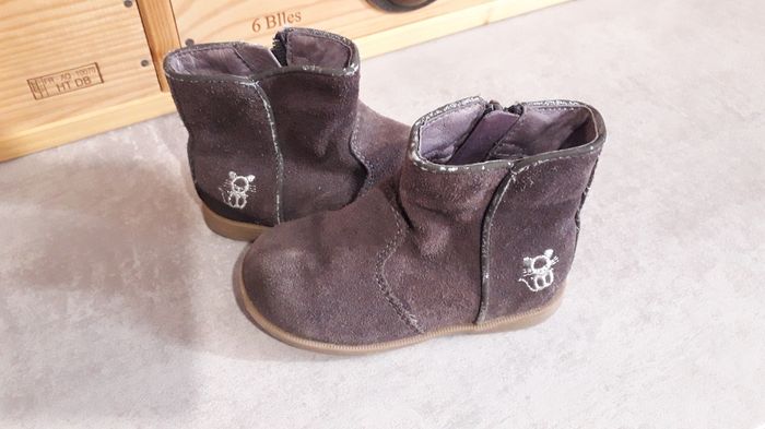 Bottines cuir suédé gris violet Obaïbi