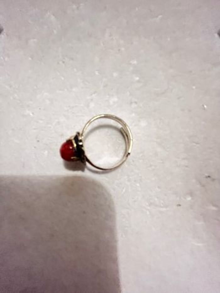 Bague  en argent massif et corail  pour femme , taille 56 - photo numéro 3