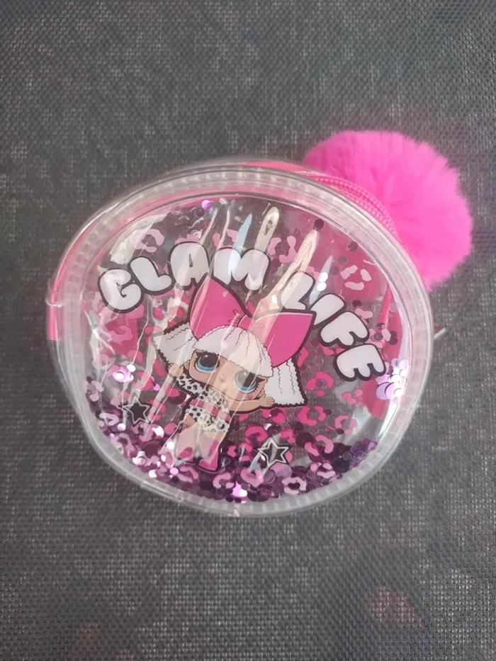 Pochette Paillettes avec Porte clé Pompon - photo numéro 2