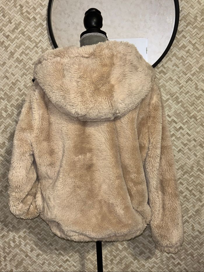 Gilet pilou-pilou beige à capuche, taille S, tout doux et cocooning - photo numéro 4