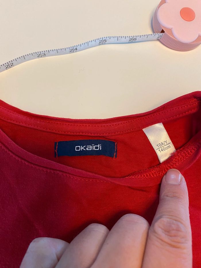 Tee shirt ML Okaidi rouge neuf 10 ans - photo numéro 3