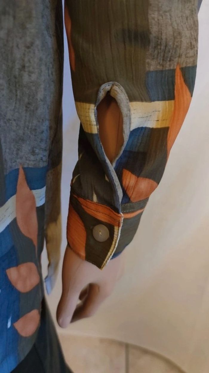 Chemisier fluide Vintage motifs "Automnale" 90s 🍂 à manches longues T. 42 Claude d'Alban _ PLD - photo numéro 5