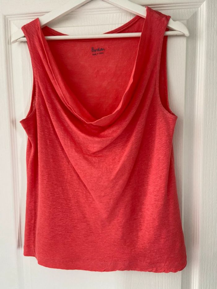 Top sans manches col bénitier lin corail Boden taille - photo numéro 3