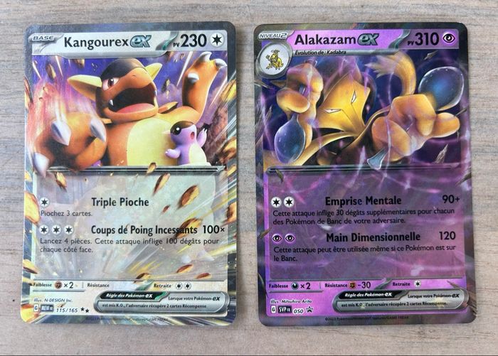 2 cartes Pokémon 151 - Kangourex et Alakazam