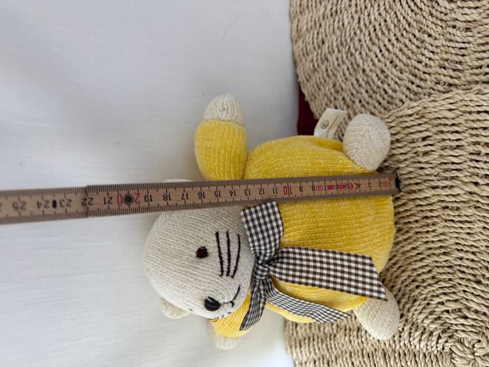 souris CP INTERNATIONAL doudou boule jaune noeud vichy marron et beige - photo numéro 2