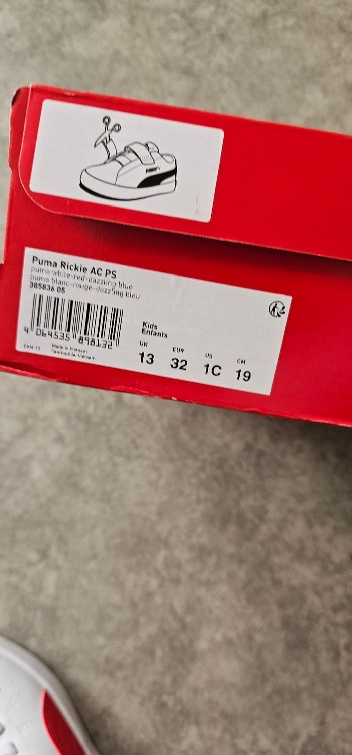 Baskets Puma enfant taille 32 – neuves – blanc/rouge - photo numéro 7