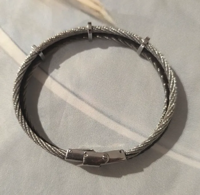 Bracelet acier et cuir homme - photo numéro 3