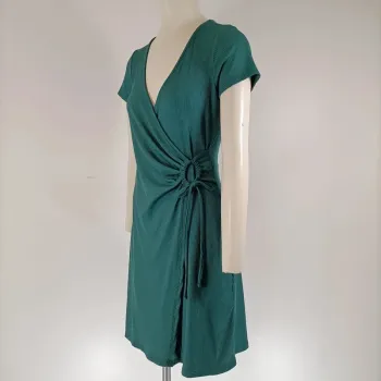 Robe courte verte vert d'eau cache-cœur côtelée - Taille S - État neuf - A123